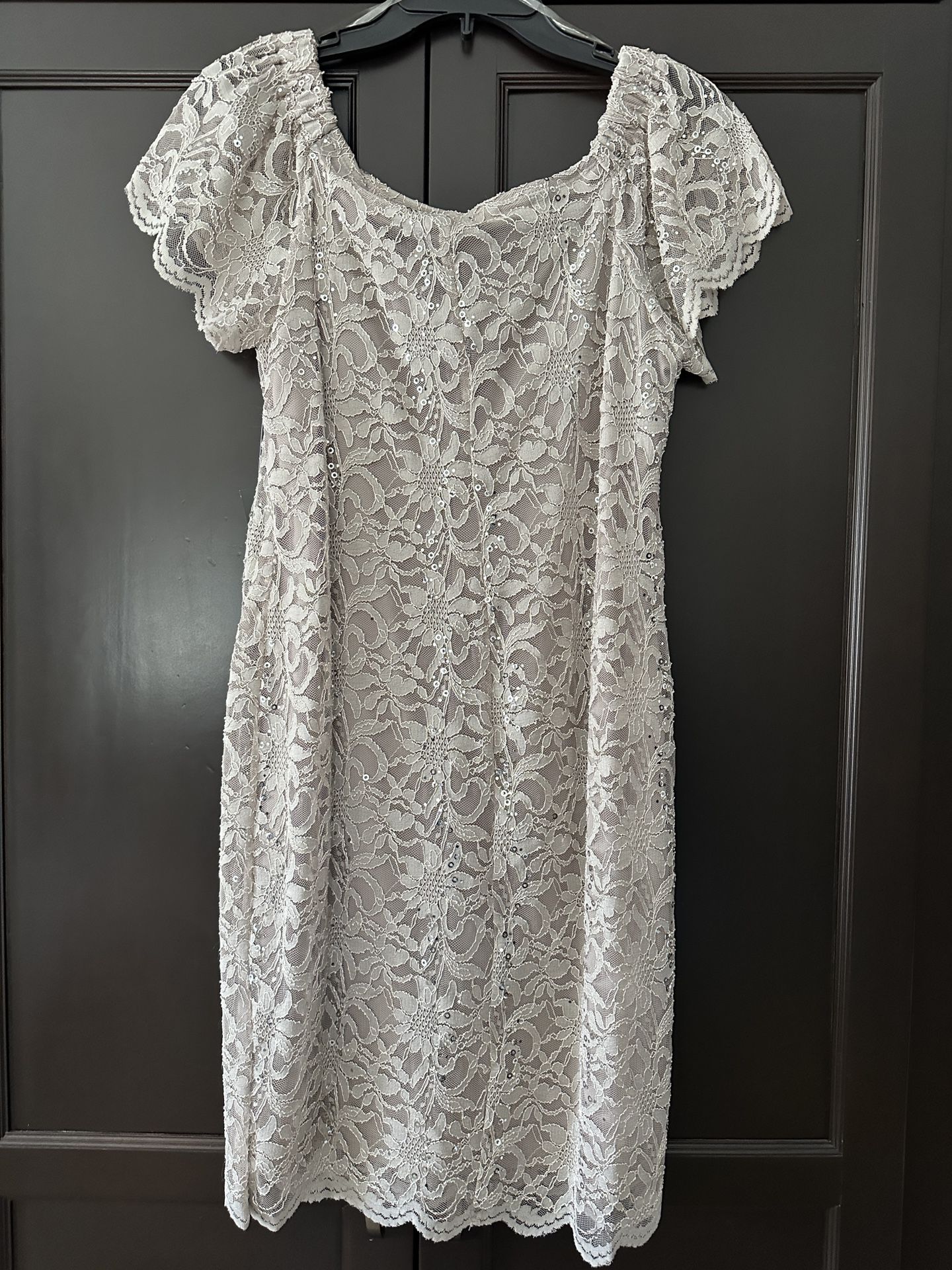 Lace and Sequin Tea Length Dress
