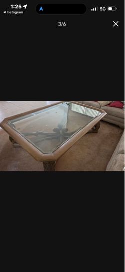 Glass Top Coffee Table with Wood Frame