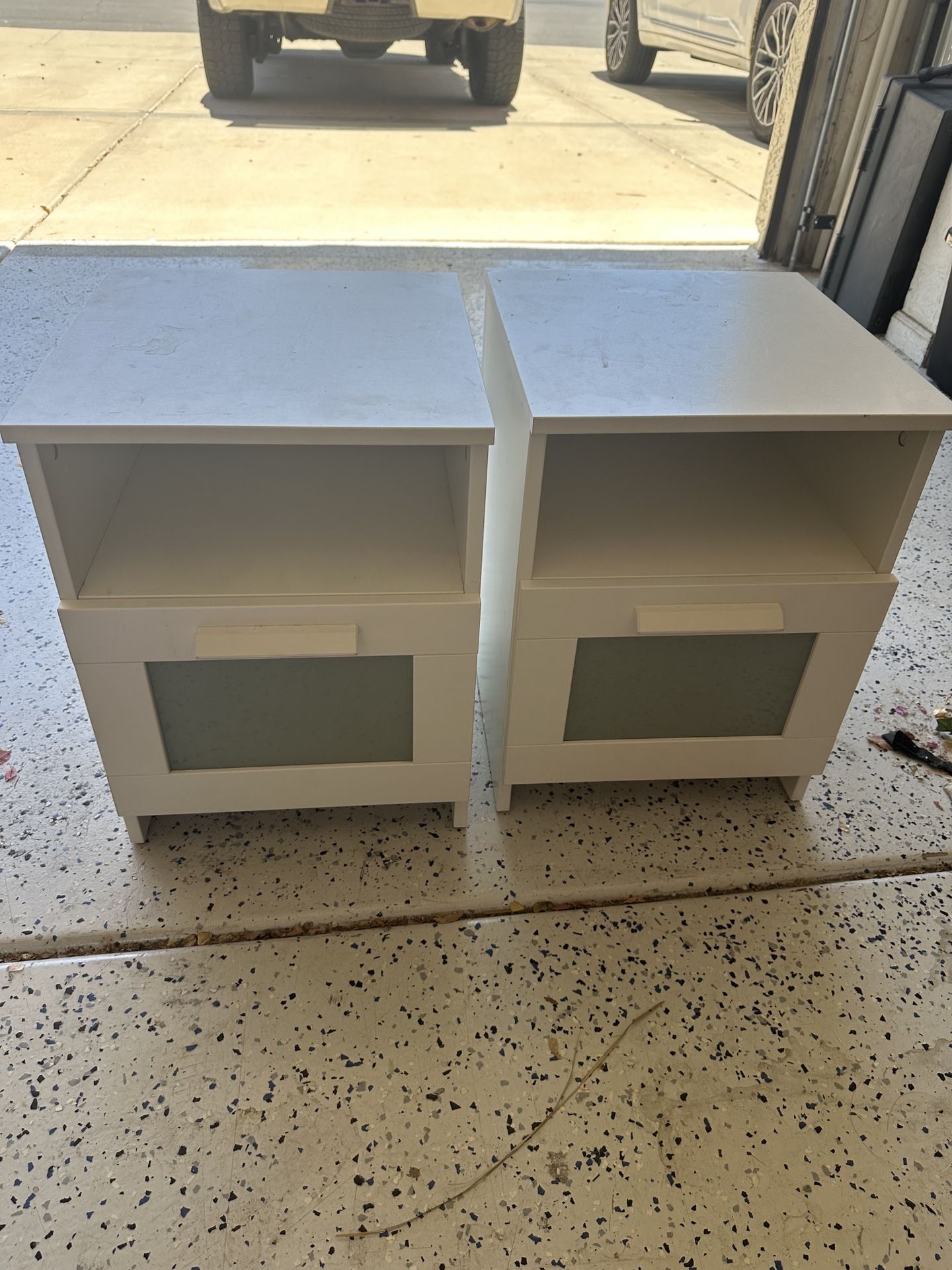 White IKEA Night Stands.