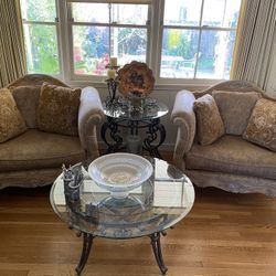 Beautiful Sofa Matching Chairs Armoire Cabinet Painting 