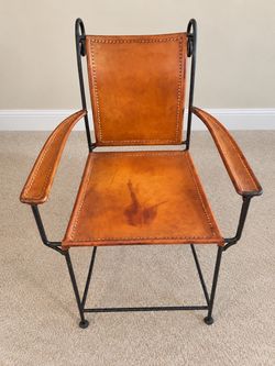 Iron and Leather Sling Armchair