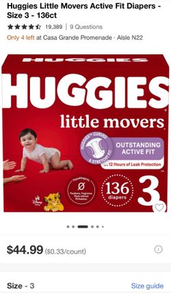 Brand New Huggies Diapers 136 Count