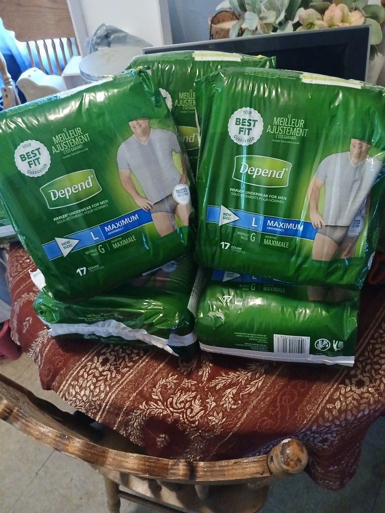 New Mens Depends Underwear Sz Lg