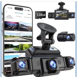 360 View 4 Channel Dash Cam Front and Rear Left Right Inside Camera for Cars, GPS and 5G Band WiFi, Night Vision, 160 Wide Angle, WDR, 24H Parking Mod