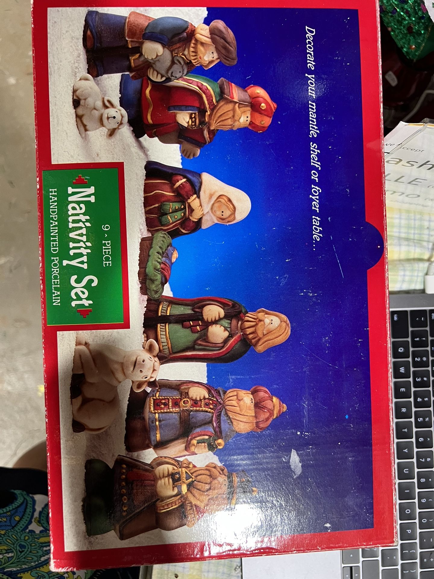 Nativity Set Of 9 Hand painted Porceline