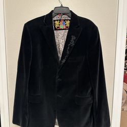 Robert Graham Velvet Dragon Jacket Size 42 Made In Italy Black