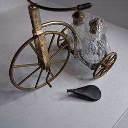 Vintage Brass Bicycle Salt and Pepper Shakers Set