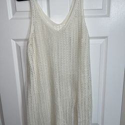  White Crochet Fringe Swim Cover-Up