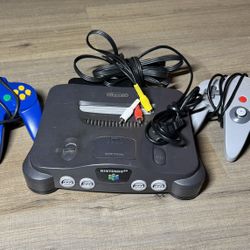 Nintendo 64 with two Remotes and Cables