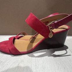 Tory burch Red Wedge Sandals
