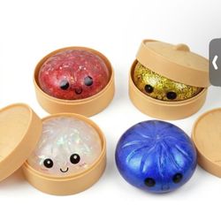 Glitter Dumpling, Glitter Dumpling Squishy Box, Dumplings Squishy - Soft Squeeze Decompression Dough 
