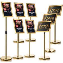 8 Pack Adjustable Heavy Duty Pedestal Sign Holder Floor Stand 8.3 x 11.7'' Adjustable Sign Holder