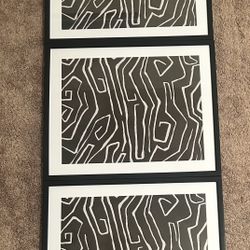 3 Black & White Framed Art Prints 