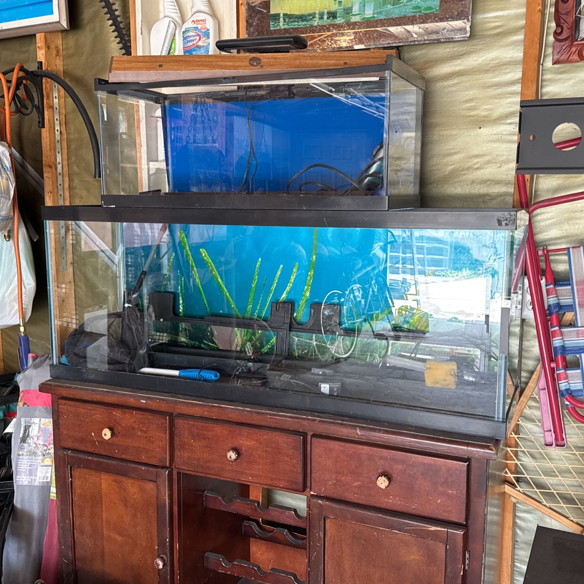 55 Gallon Fish Tank, 20 Gallon Fish Tank, And Motor
