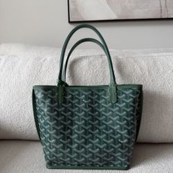 Goyard Anjou Mini Green Reversible Tote Bag with Pouch and Dust Bag