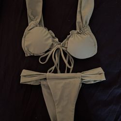 Olive Green High Waisted 2 Piece Tie Bikini