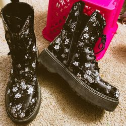 Floral Combat Styled Boots 