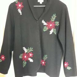 Wool Cardigan, Charter Club,  black color.  Size 3X (can fit 2X). Great condition. 