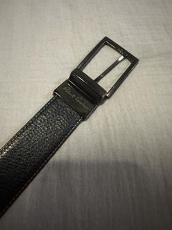 Robert Graham Men's Black Leather Belt Size 30 Metal Buckle