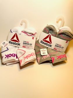 Girls Reebok Small/ 4-8 Socks X2 6 Pack Quarter Cut 