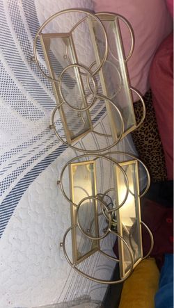 Gold Metal and Glass Jewelry Display Boxes (Set of 2)