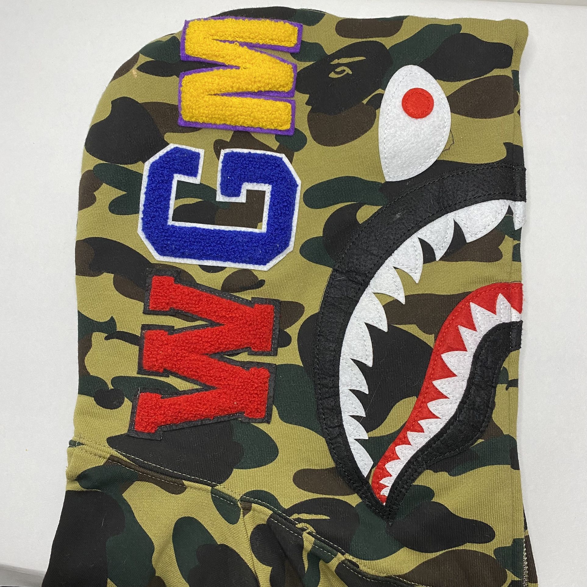 Bape By A Bathing Ape Men's M Camo Shark Full Zip Hoodie Multicolor Green WGM