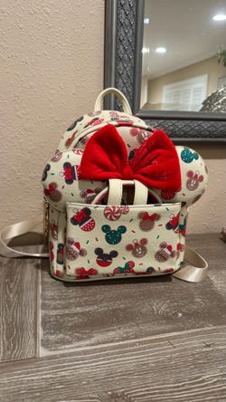 LOUNGEFLY Disney Christmas Mickey and Minnie Cookie mini-backpack w/ Ears