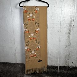 Cashmere embroidered buttery soft floral pashmina scarf ruana