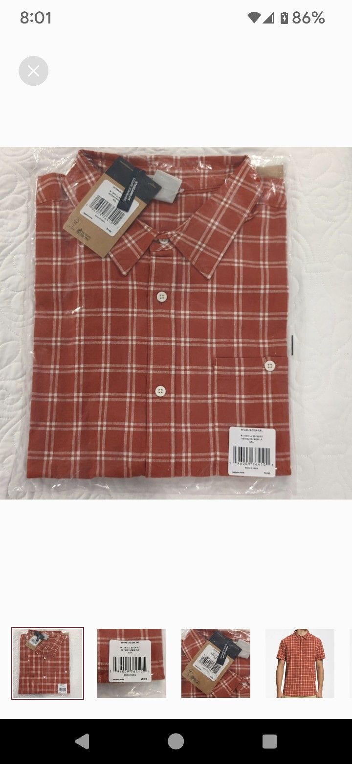 The North Face Men’s Loghill Short-Sleeve Shirt Rusted Bronze TNF Plaid XXL