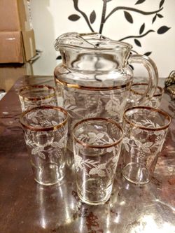 Vintage Pitcher And Glasses
