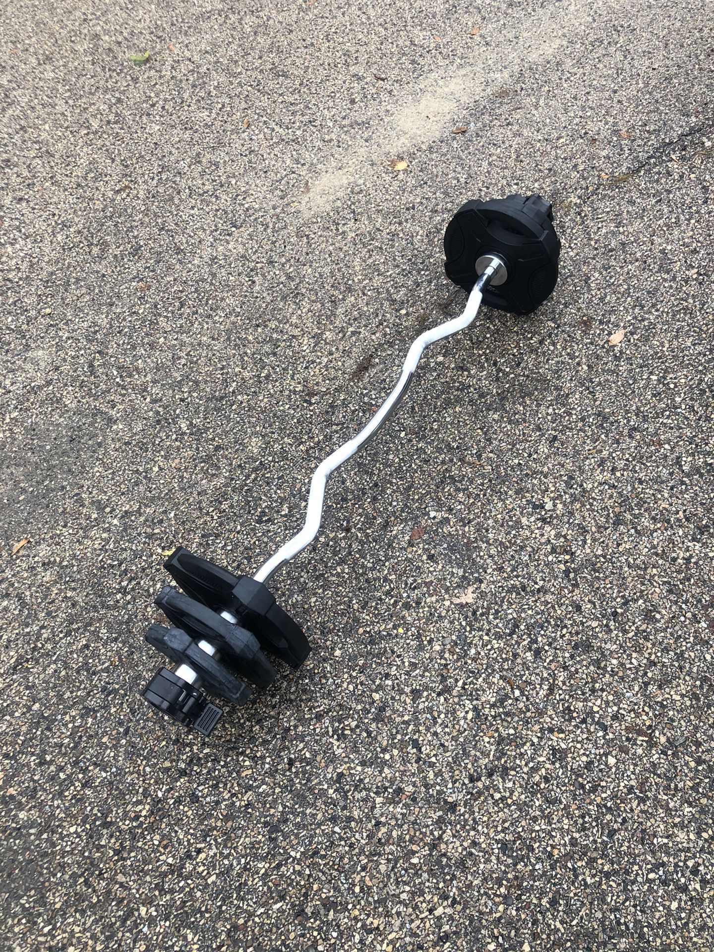 Olympic curl bar and weights