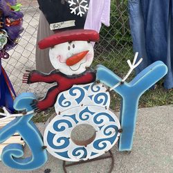 "JOY" Christmas metal decor
