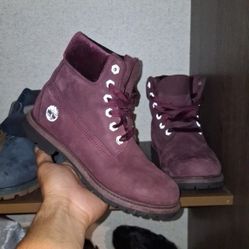 Burgundy/ Maroon Suede Timberland Women's Boots Size 7.5
