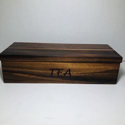 Acacia Wood Tea Box with 4 Compartments, World Market 12" Wide