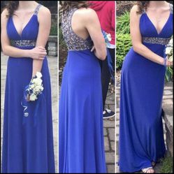 Blue And Silver Prom Dress Size 0