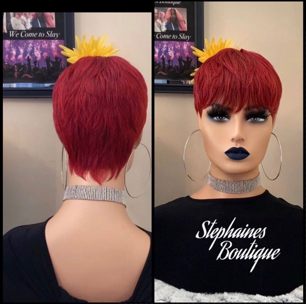 Human Hair Blended Not A Lace Front Pixie Cut Wig