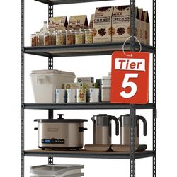 5-Tier Storage Rack Metal Shelving, Shelves Unit, Adjustable, Heavy Duty, Garage & Warehouse Storage, Shelves for Wall Storage, High Load Capacity, 36