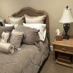 5 piece wicker bedroom set Coastal Style Bamboo Rattan Medium Tone 