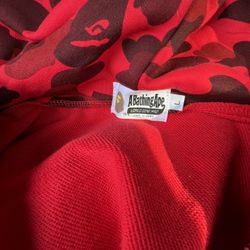 large bape red zip up