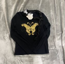 Girls Self Esteem top w/gold glitter butterfly design & Scarf size 10/12 NWT