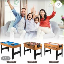 New 3 In 1 Billiard, Slide Hockey & Foosball Table