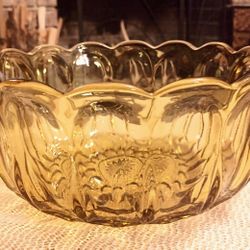 Vintage Yellow Depression Glass Serving Bowl