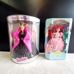 Vintage 1998 Holiday Barbie & Disney Ariel Barbie