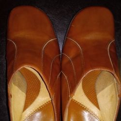 Tan Man Made Nurture Slip-Ons  Leather Uppers Size 7M