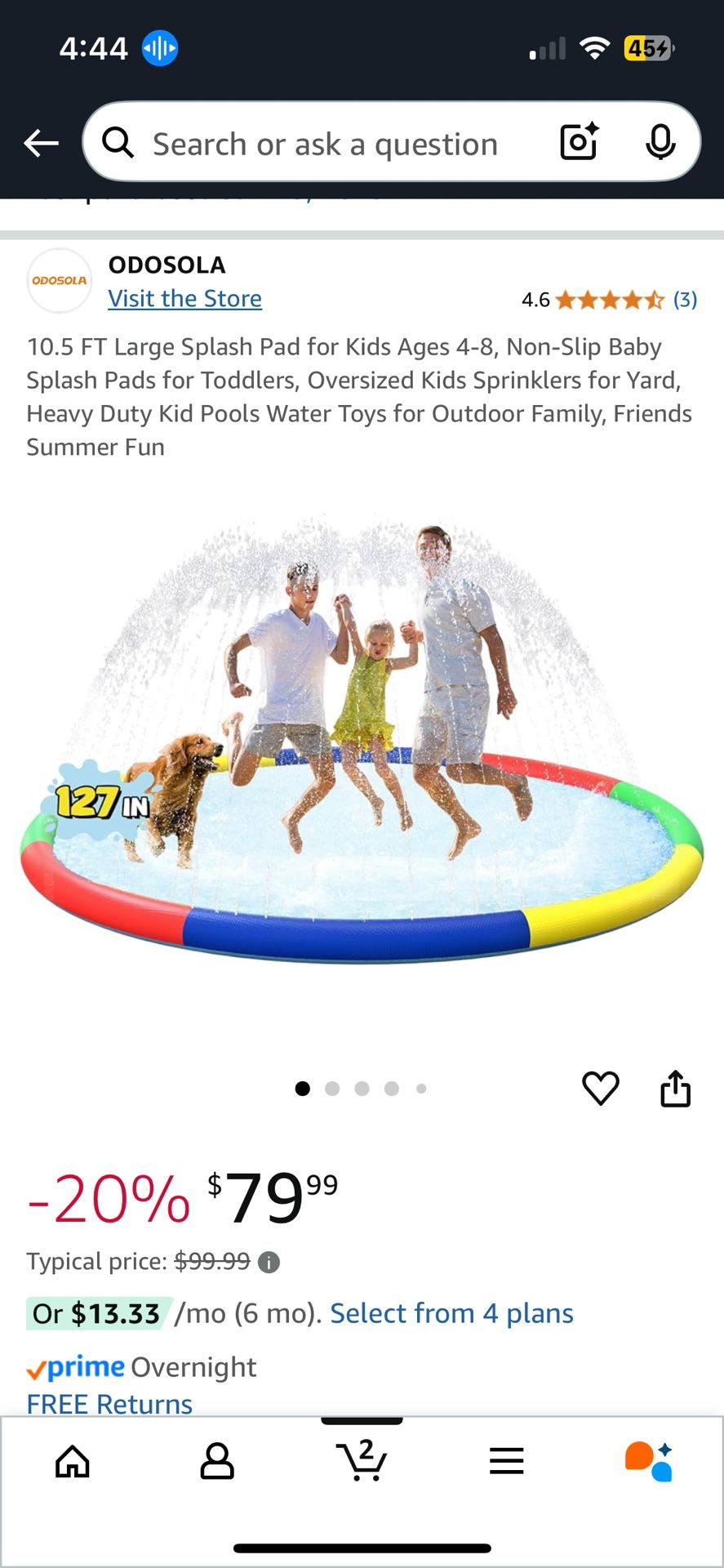 Brand New Unopened Box 10.5 Ft Large Splash Pad For Kids