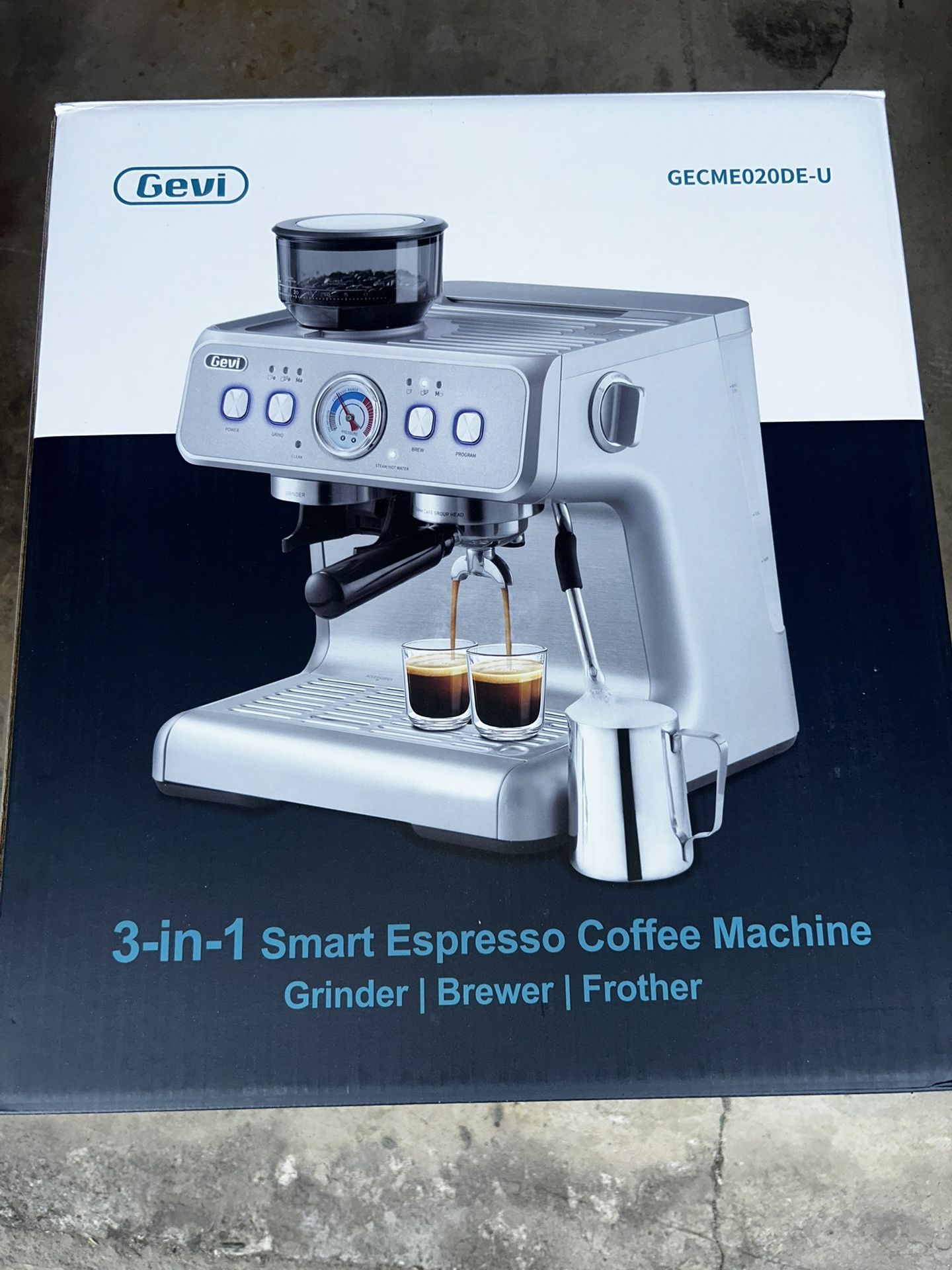 Gevi [2024 Upgraded Dual Boiler Espresso Machine EzBru 2000 | 58mm Grouphead | Barista Level Steam Wand | Built-in Grinder With 31 Size Settings