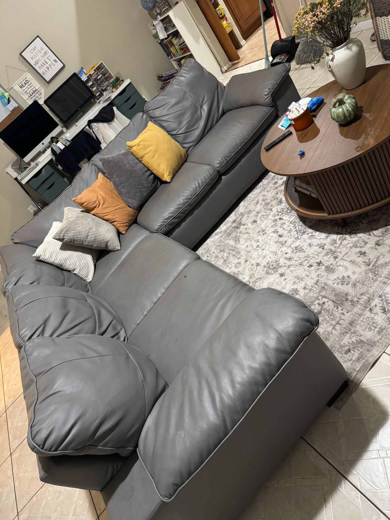 IKEA Leather Gray Couch
