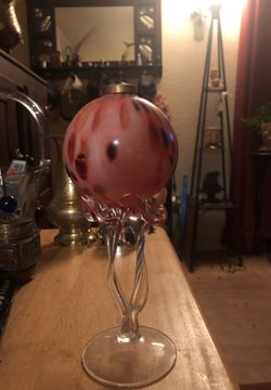 Hand blown beautiful oil lamp. Gorgeous color.