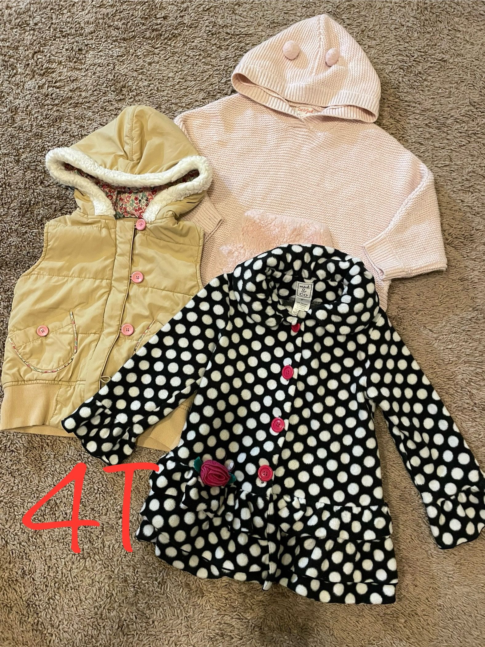 Winter/fall Girl Clothes, Vest, Light Jacket, Hoodie Size 4T