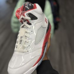 2025 Air Jordan Retro 5 Fire Red Black Tongue 